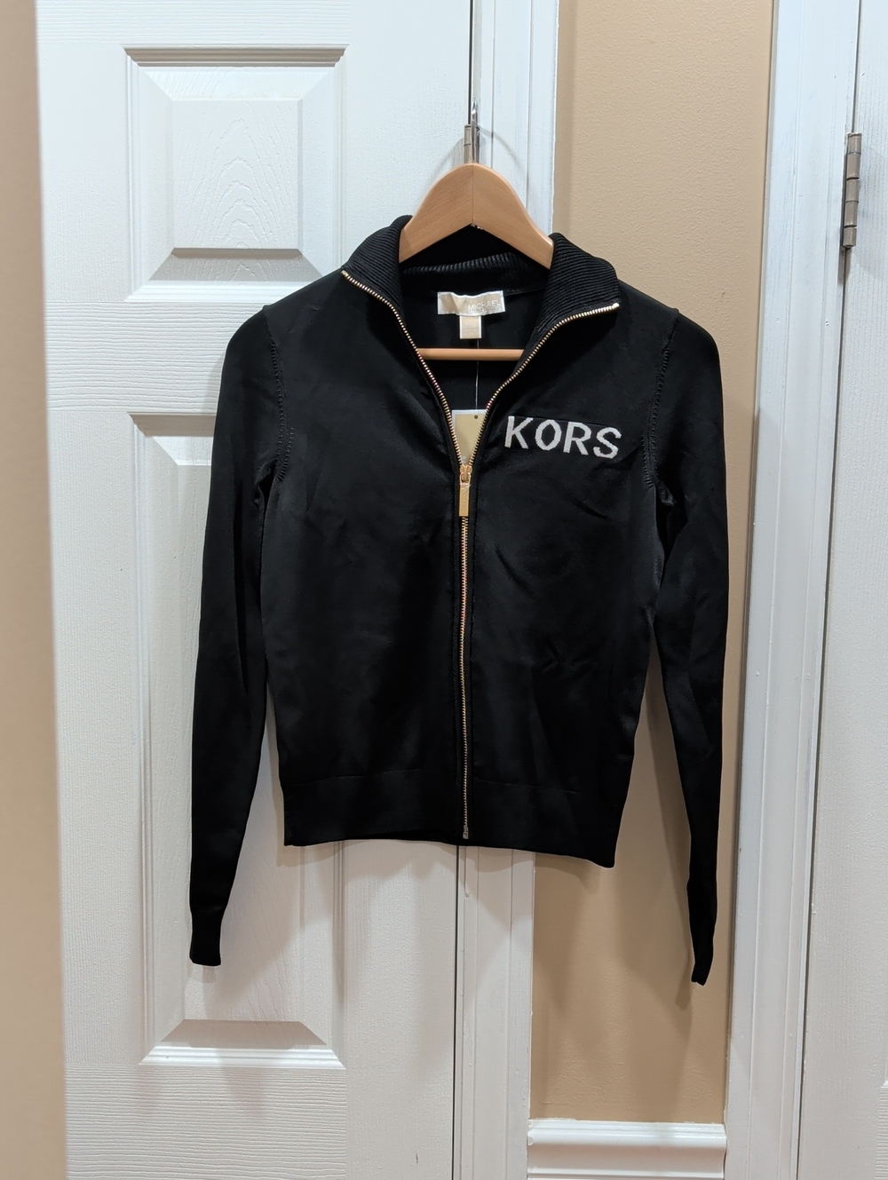 Michael Kors Black Zip-Front Track Jacket with KORS Logo